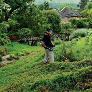 Benzotrimmer "Husqvarna-128R" til græsplæner