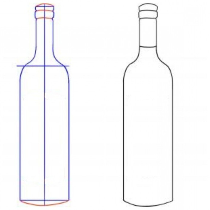 Sådan tegner du en flaske: Træk en blyant i et volumenglasbeholder
