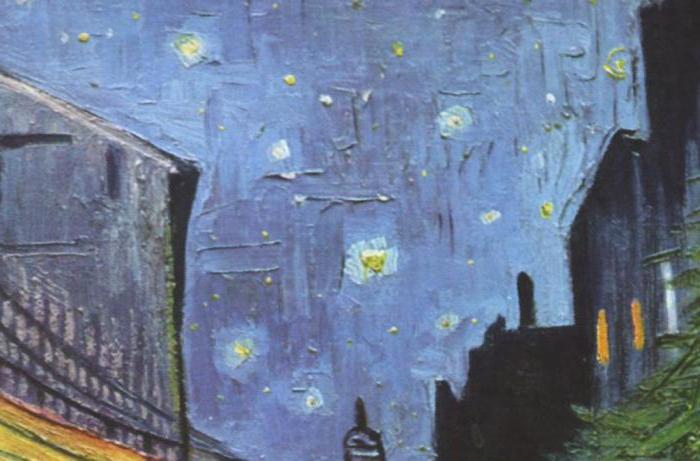 "Night Cafe Terrace" af Van Gogh. Lys søvn om natten