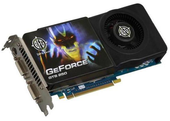 GeForce GTS 250: Egenskaberne af videokortet