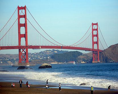 Hvor er Golden Gate Bridge og hvad er historien om dens konstruktion?